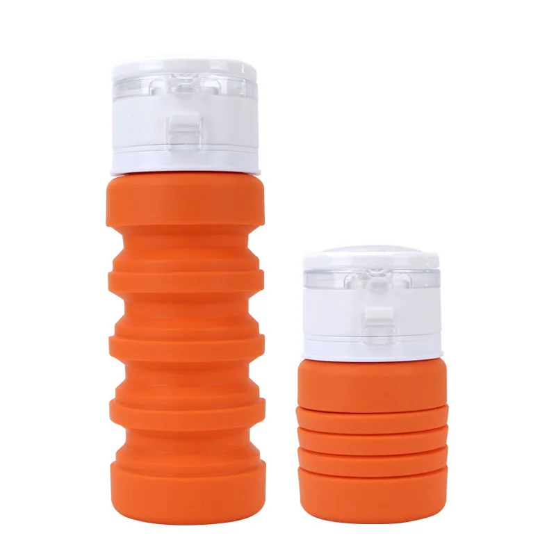 

Wholesale Large Water Bottle With Silicone Straw Collapsible Silicone Folding Water Bottle, Gray, orange, blue, customized