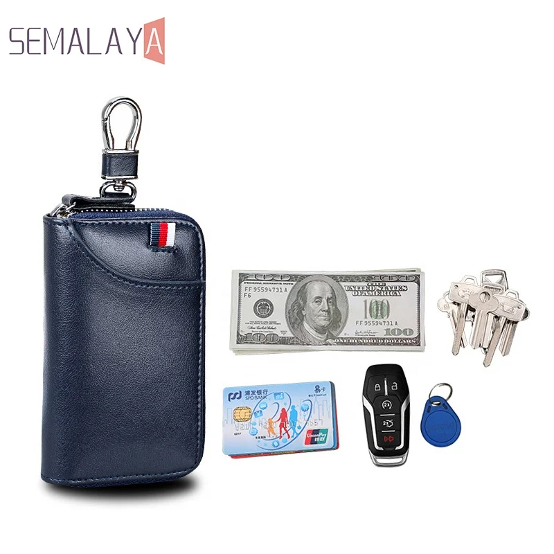 

SEMALAYA car key bag multi key ring for men car key case, Black/coffee/blue