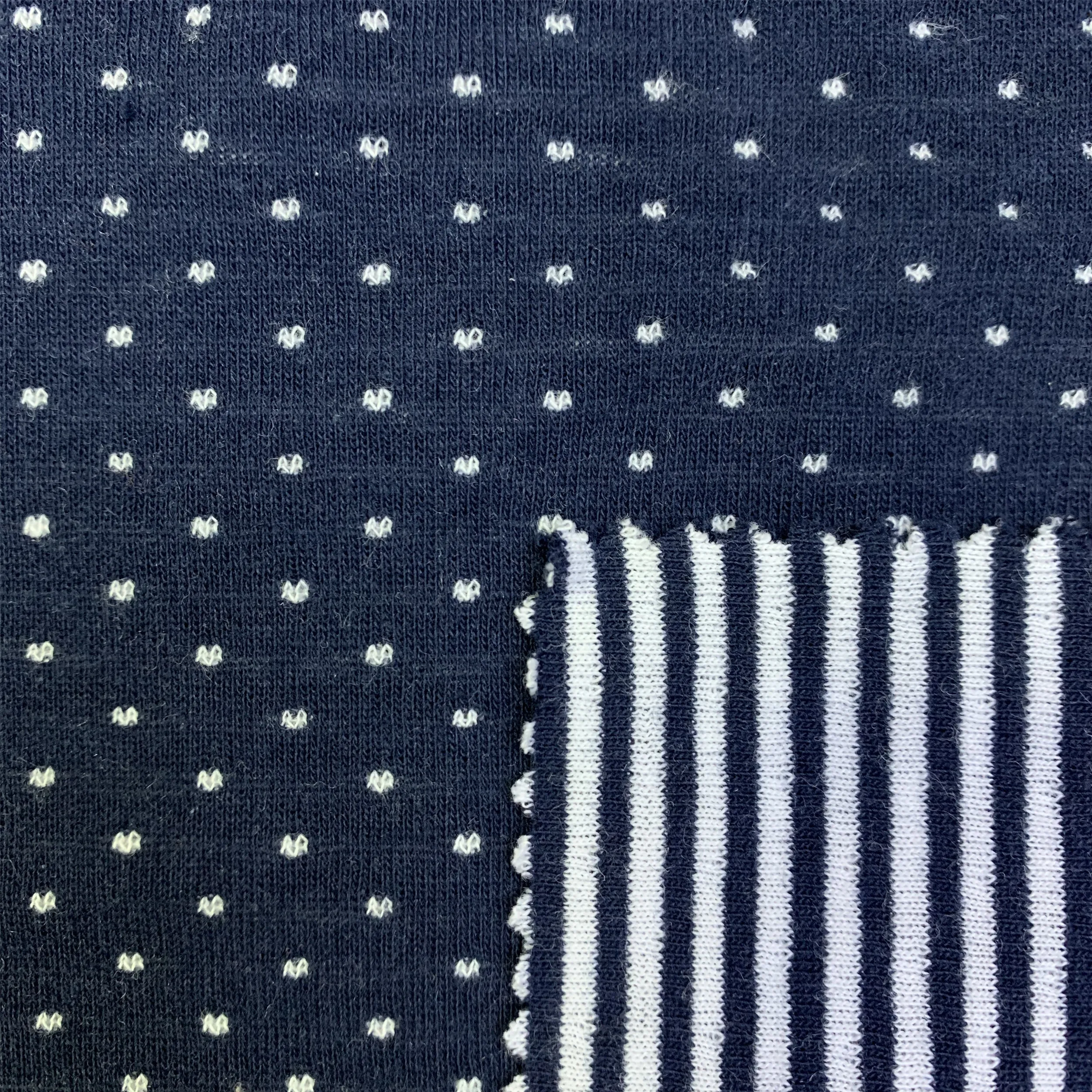 批发白色点缀柔软 230gsm 混纺针织 100% 纯棉服装面料