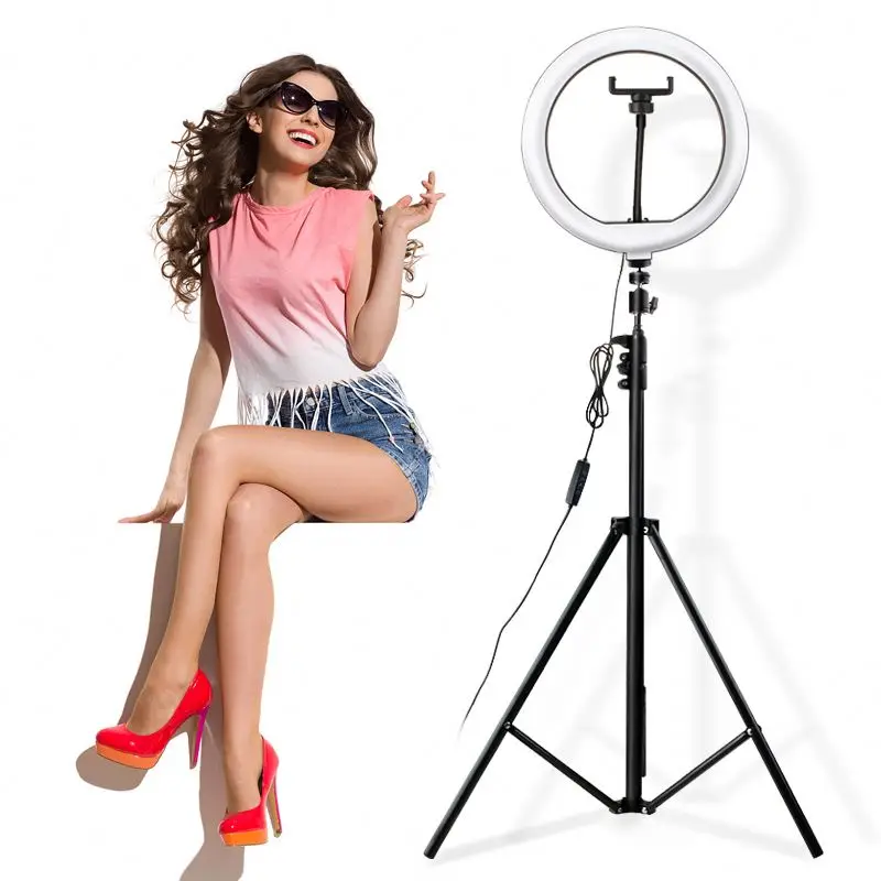 

26cm 10inch Photo LED Selfie Stick Ring Fill Light 10inch Dimmable Camera Phone Ring Lamp With 1.6M Stand Tripod For Makeup live