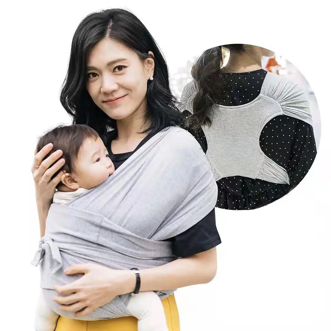 

infant All in 1 Stretchy Hands Free Baby swaddle Wraps sling Carrier cotton adjustable rings, Pink,grey,black,purple,red