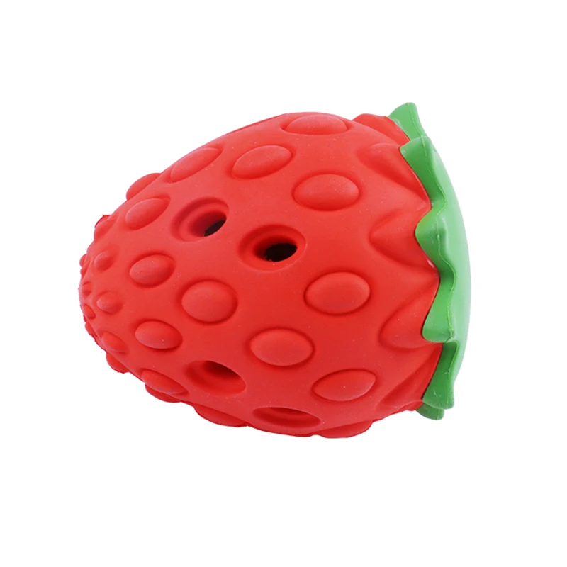 

2021 New Arrival Storage Fruit Strawberry And Pitaya Rubber Feeder Pet Cat Dog Chew Toys