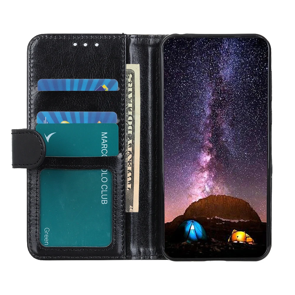 

Mirror window Crazy Horse pattern PU Leather Flip Wallet Case For OPPO REALME 9 PRO Stand Card Slots, As pictures