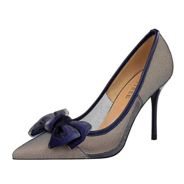 

UP-1091D Women Sexy Mesh High Heel Shoes Bow knot Club Shoes for Ladies