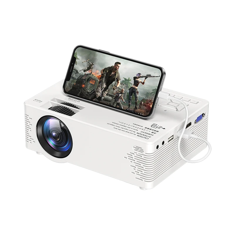 

Sainyer A2 Smart Mini Projector 4k LCD Portable Beamer Projector for PC Smartphone, White