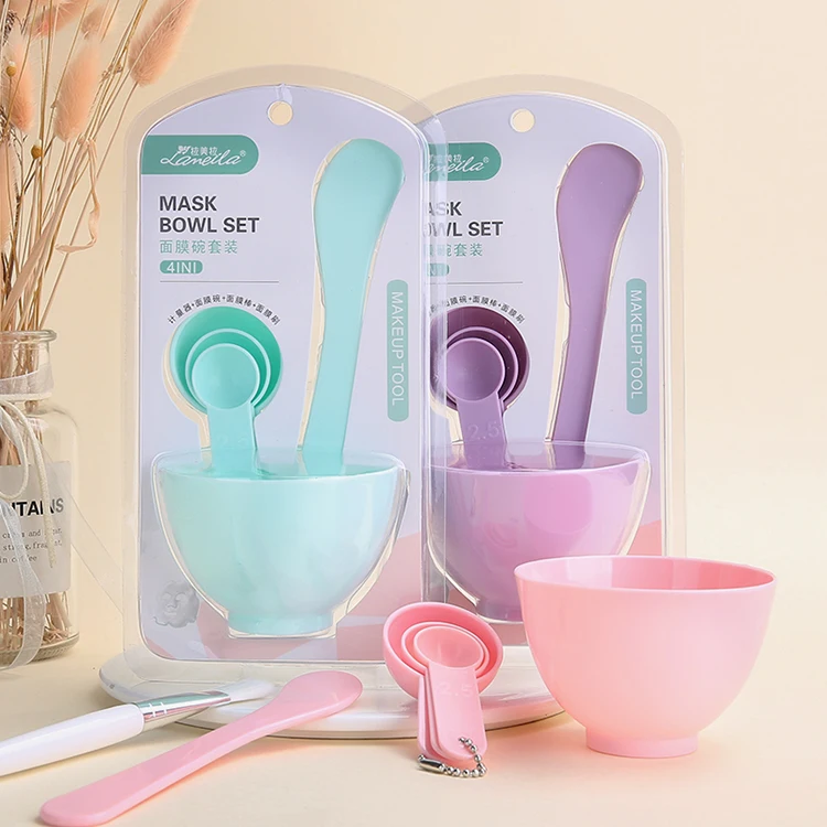 

Wholesale 6 in 1 mask bowl and silicone brush spoon applicator eco friendly diy face mask mixing bowl set face mask bowl set, Pink/green/white/blue/black/custom