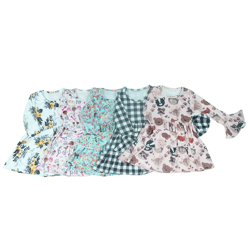 

boutique floral baby 1 year girl birthday smoked dresses puffy sleeves baby clothing fall and winter girl dresses, Picture shows