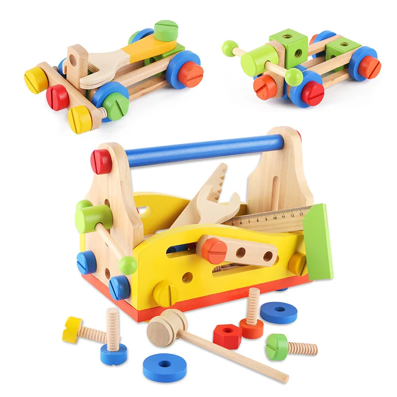 Wooden Nuts Building Toy Tool Set Assemble Kit Educational Toys for Kids 