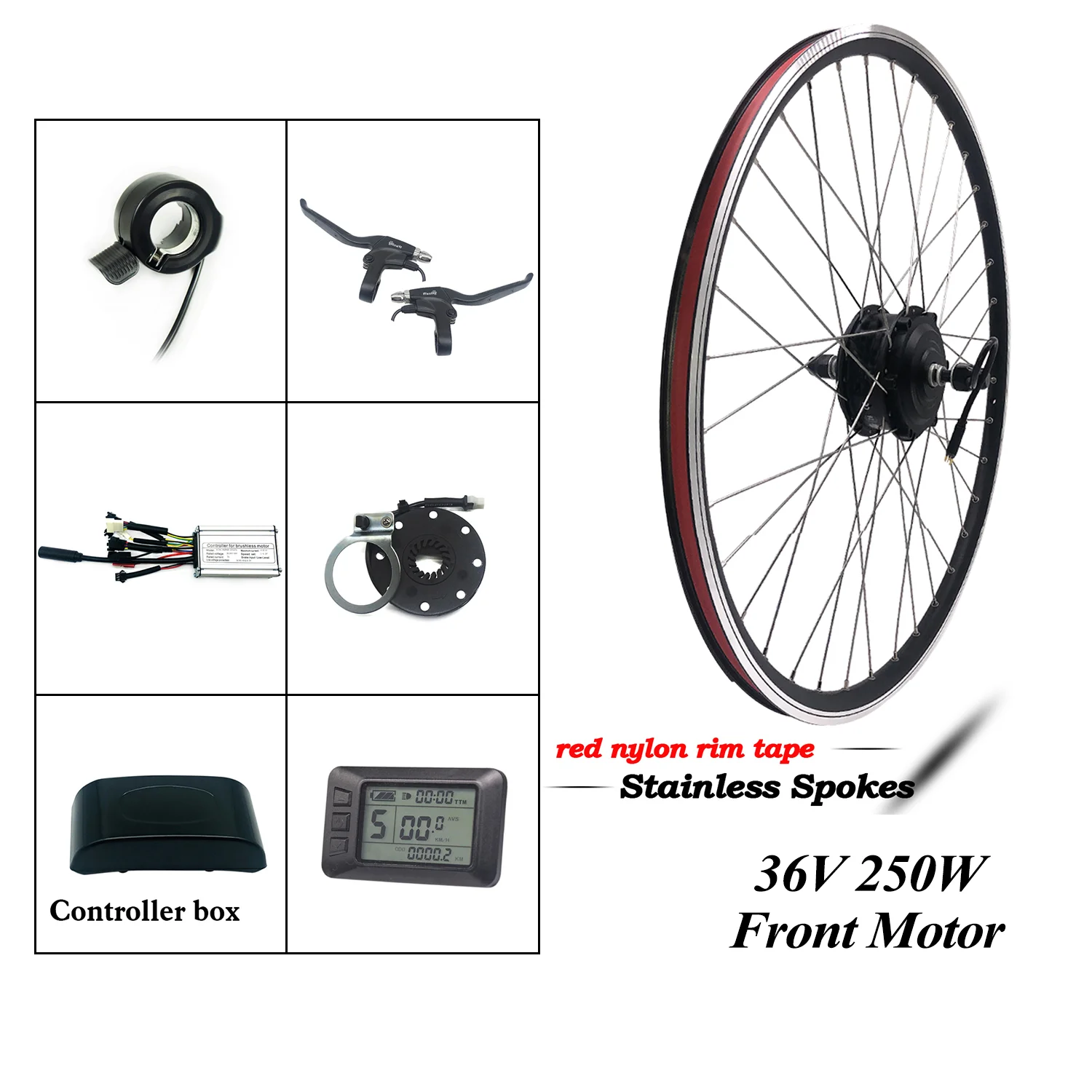 

Greenpedel 36v 250w 20 inch front wheel hub motor ebike electric bicycle bike conversion kit