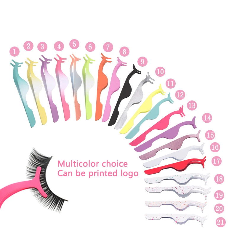 

Logo Print Eyelash Tweezers Volume Eyelash Extension Tweezer Custom Lash Tweezers With Factory Price, Multi color