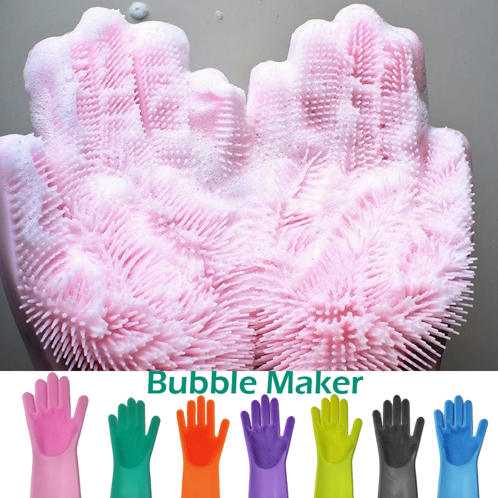 

Multipurpose Washing Scrubber Magic Silicone Dish Washing Cleaning Gloves, Blue
