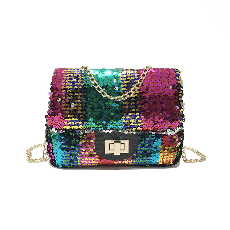 

Hot selling fashion ladies sequins small chain shoulder crossbody sling bag, As picture