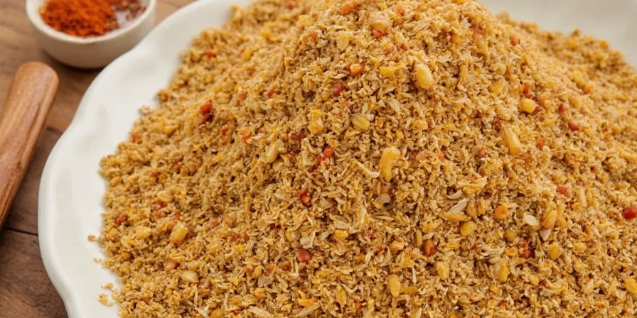 A close-up of aamchur powder in a wooden bowl