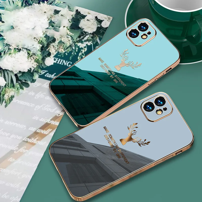 

Luxury Square Frame Plating Cover For iPhone 12 Pro Max Case Luxury Silicone Case For iPhone 11 Pro Max 12 Mobile Phone Cover, 3 colors