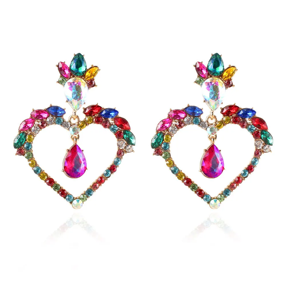 

Wholesale Rhinestone Drop Earrings High Quality Fashion Crystals heart Jewelry For Women