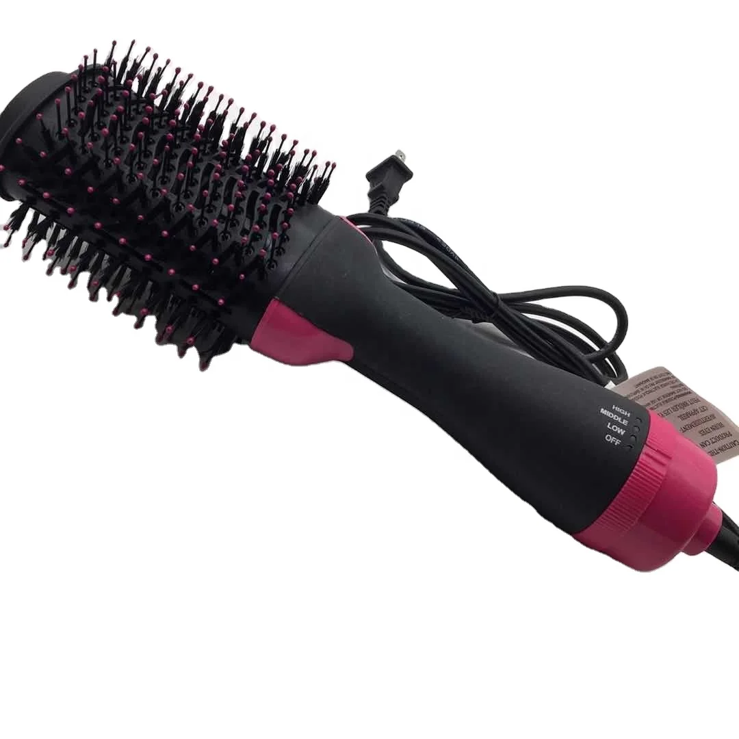 

Hot-Air Hair Brush Dryer Professional Hair Straightener Styler Hot Air Comb, Black and pink,black and green,black and purple