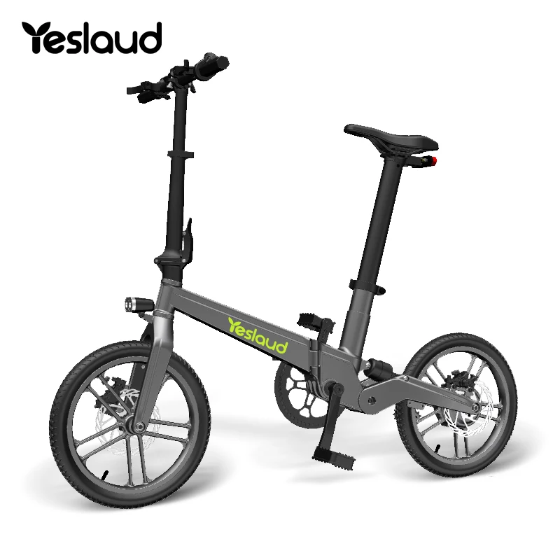 

Yeslaud 2021 electric bike folding bicycle scooter electric bike good suspension bike electric with design patent ebike, Light grey/oem