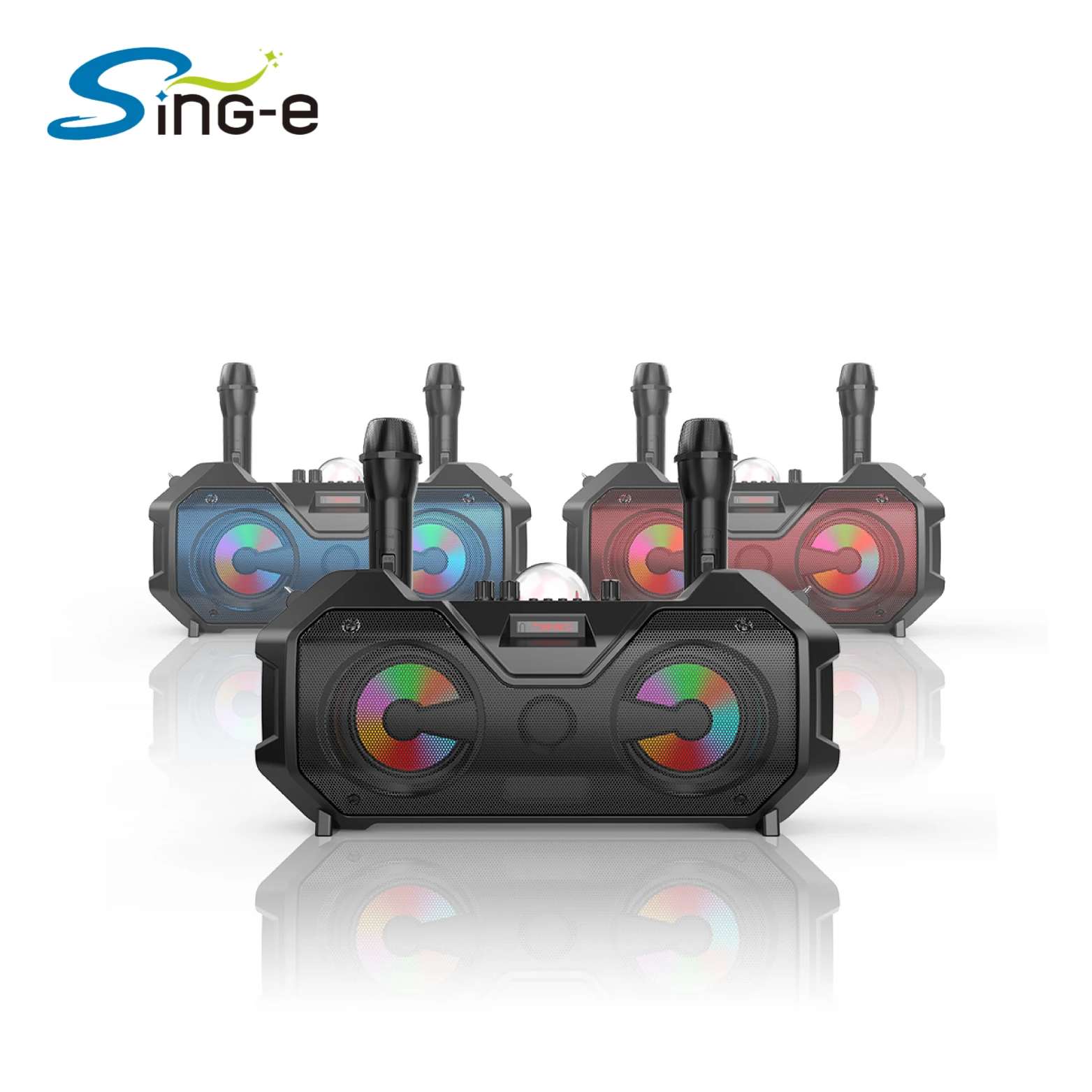 

Wireless Portable Karaoke retro Magic Color Led Screen double Mic Remote Control Home Theatre System speaker