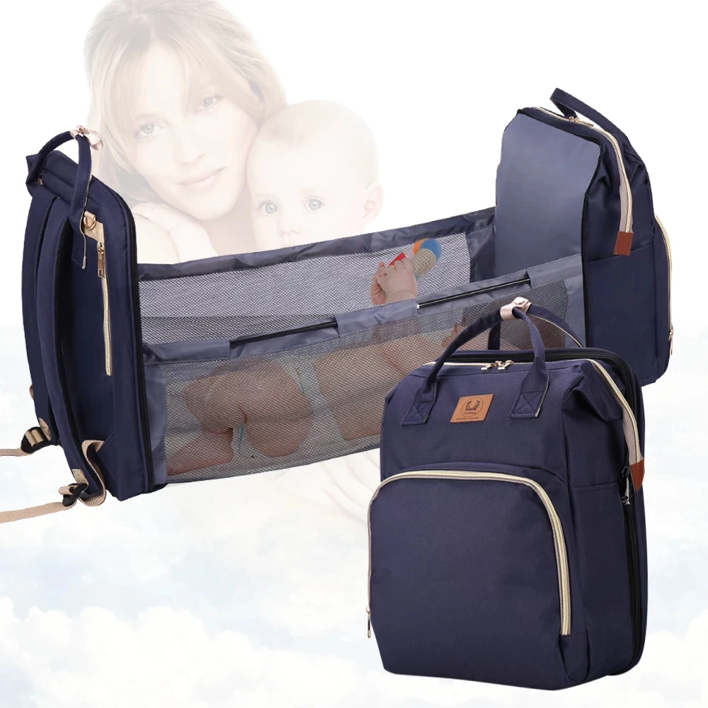 

waterproof baby diaper bag portable folding crib baby bed mummy bag large capacity Nursing mommy diaper bag backpack with hooks, Customize