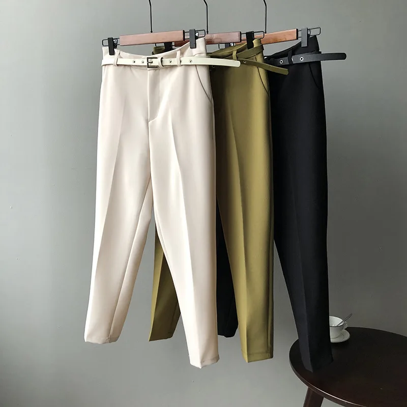 

Slacks female trousers spring new Korean version small feet 9 points pants OL suit pants, Blue,coral red,champagne,gray,khaki,light blue,army green,black,pink