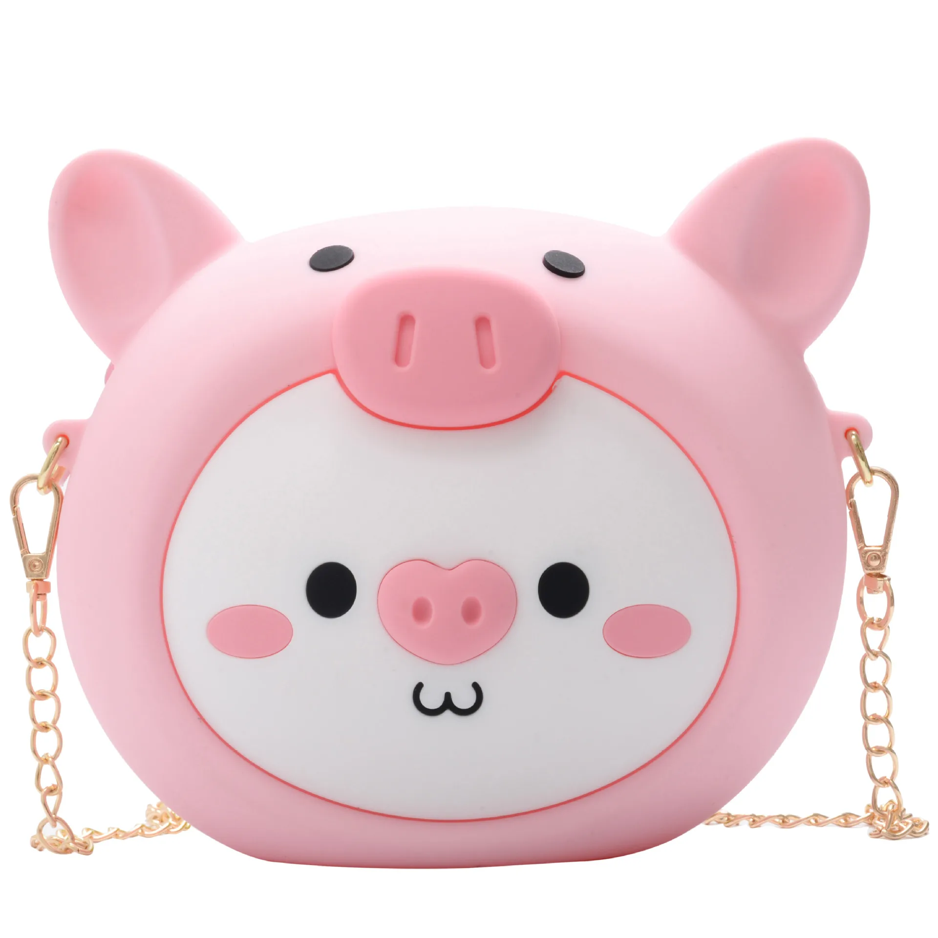 

3d cartoon animal pig bear rabbit head clutch zipper wallet bag purse cute pink silicone rubber kids pig head purse for phone