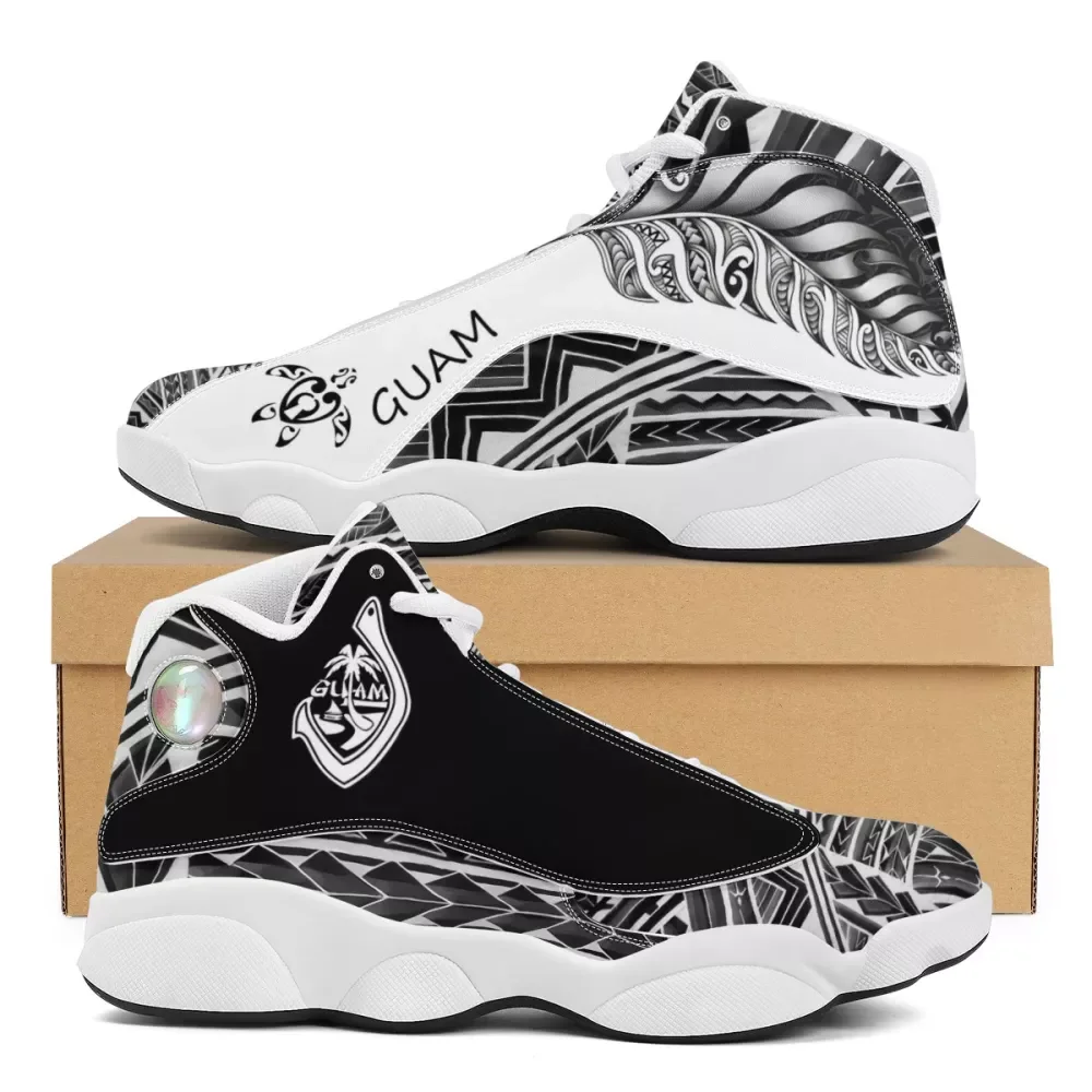 

Polynesian Tribal Guam Samoa Logo 3D Print 1 Pair Men's Basketball Sneakers Leisure Shoe Pu Breathable and wear-resistant Shoe, Customized color