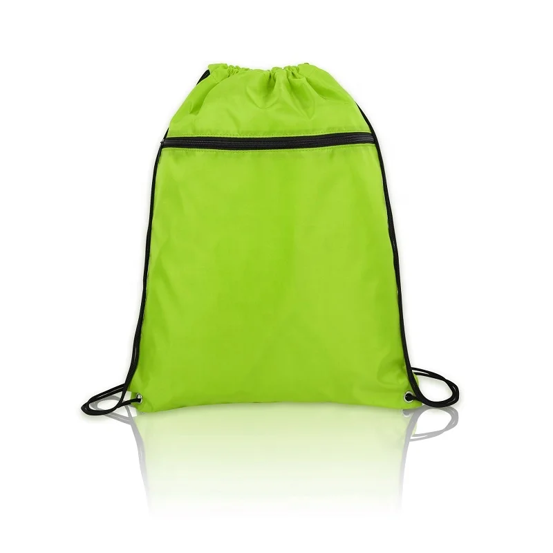 

Large Front Pocket Wholesale Cheap Cinch Pack Polyester Zippered Drawstring Sports Bag