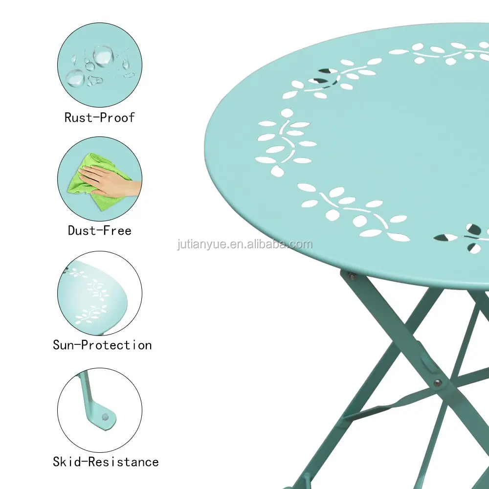 Outdoor Bistro Set 3 Piece Folding Metal Rond Table With Two Chairs Buy Outdoor Patio Garden Furniture 3pcs Metal Portable Folding Table And Chairs Dining Set Metal Round Table With Two Chairs Blue