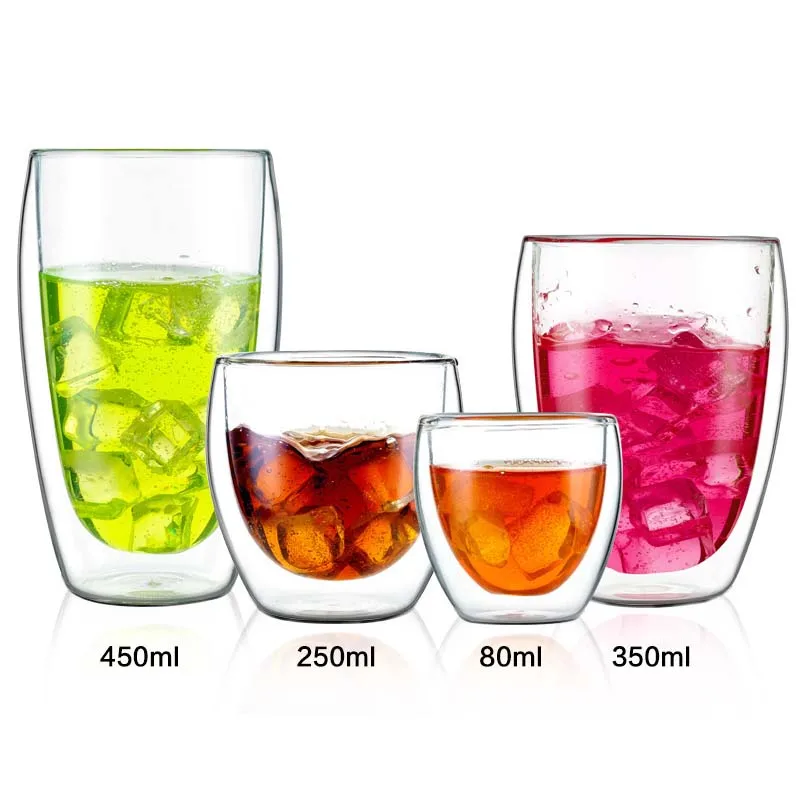 

Hot Sale Heat Resisting Borosilicate Clear Glass Double Wall Glass latte glass, Transparent
