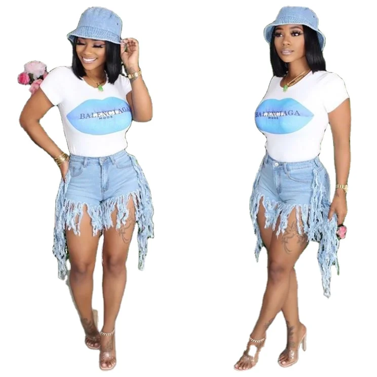 

Spring And Summer New Arrival Solid Color Tassel Denim Shorts New Women Jeans Pants