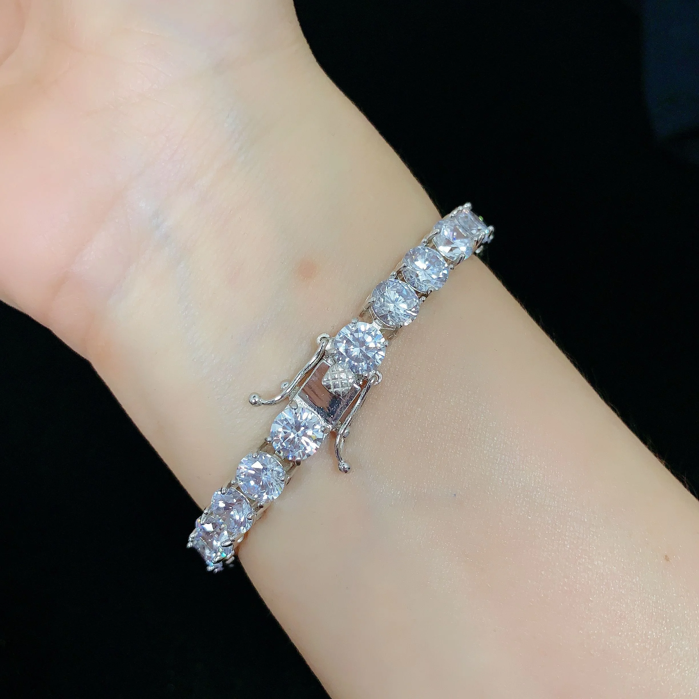 

925 silver women men lab diamond D color VVS 2 Clarity moissanite tennis bracelet