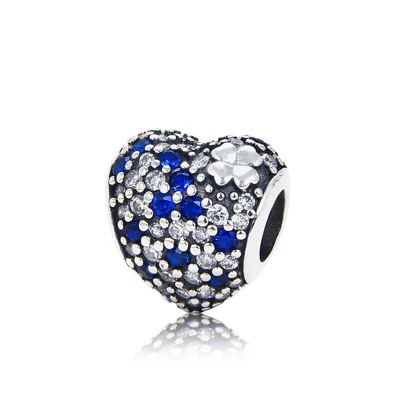 

Dandora The Heart of a four-leaf Clover Charm 925 Sterling Silver Zircon Bead Pendant Charm Bracelet Or Necklace