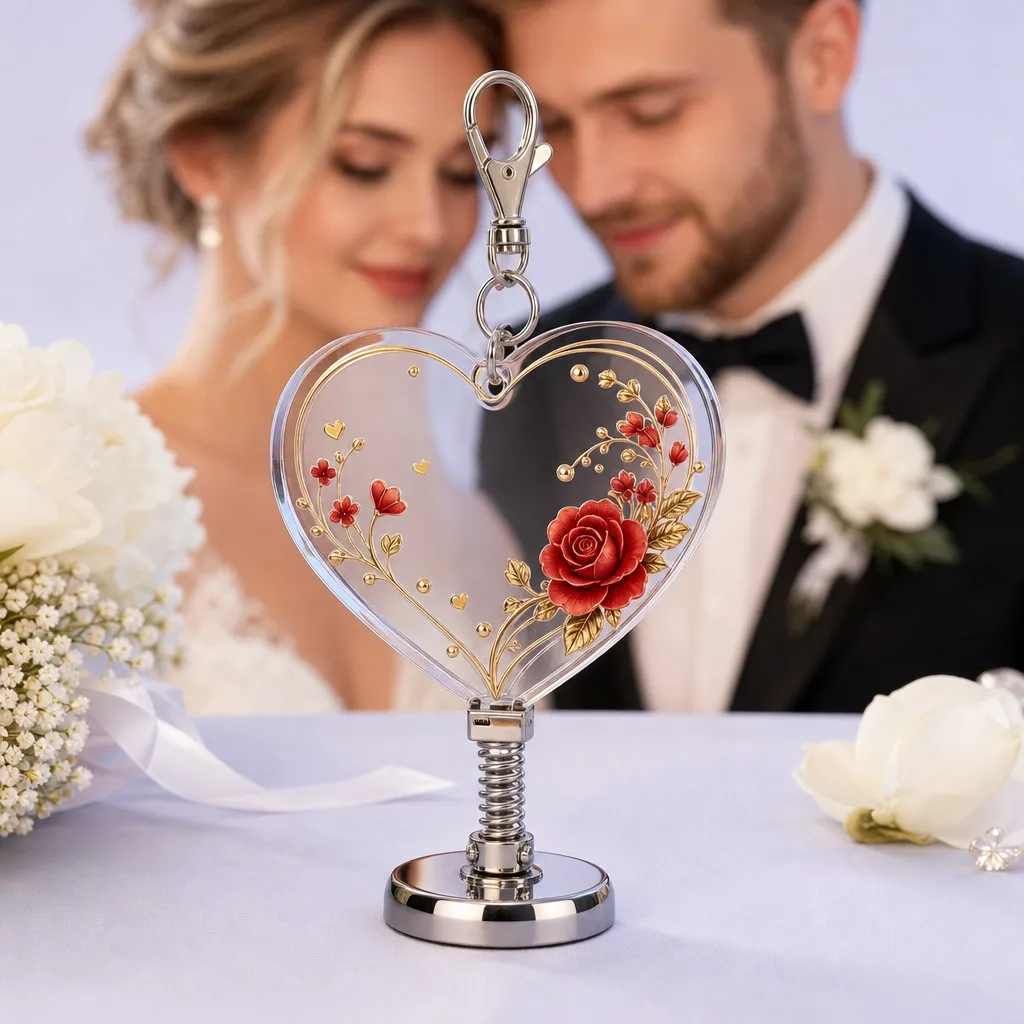 Romantic Wedding Heart Spring Keychain Display