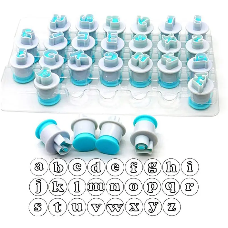 

Lixsun Alphabet Lower Case Cake Fondant Letter Cake Biscuit Mold With Cookie Stamp Impress Embosser Plunger Cutter