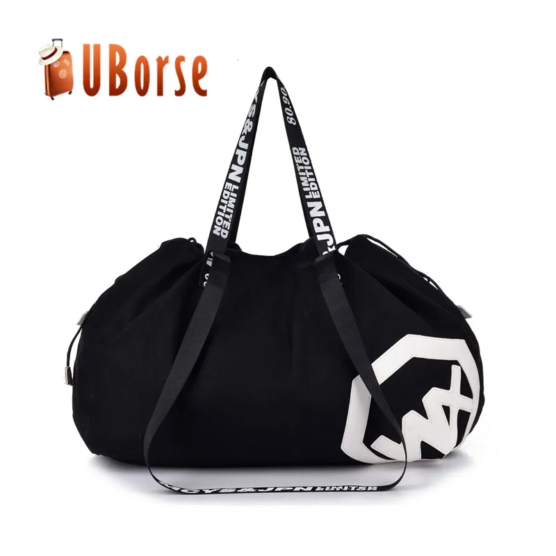 
Custom women men canvas travel duffel bag shoulder sport bag drawstring gym bag 