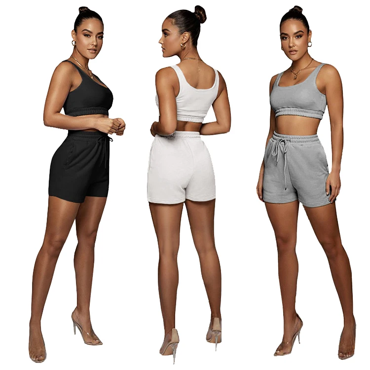 

S-2XL hot girl summer short pants two piece 2 piece set women