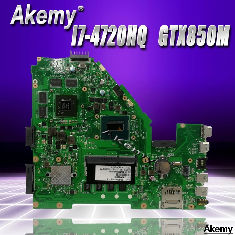 

Akemy X550JK laptop motherboard For Asus X550JX X550JF X550JD X550JK X550J mainboard 4G-RAM I7-4720HQ/4710HQ GTX850M/2GB