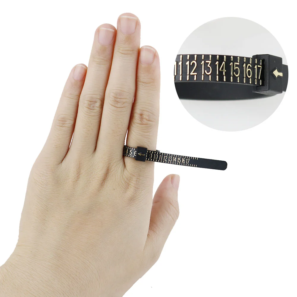 

Multi Sizer Ring Sizer Measuring Tool Black/White Plastic Reusable Finger Size Gauge US/UK/EU Ring Sizer Jewelry Sizing Tool