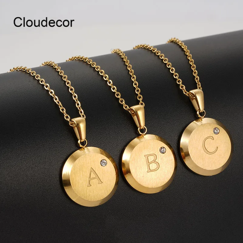 

Stainless Steel Gold Plated Necklace Chain Rhinestone Letter Choker Necklace Women Trendy Jewelry Necklace Letter, 18k gold plated