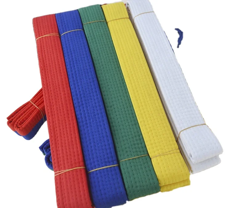 

Custom multicolor martial arts master belts karate judo aikido taekwondo belt, Blue ,yellow ,red ,any color