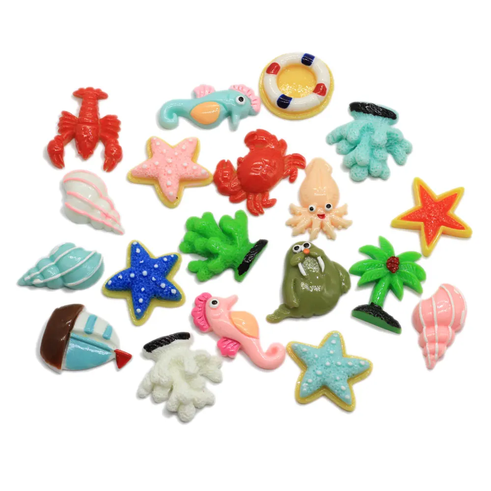 

Cute Mixed Sea Theme Resin Charms Starfish Ocean Animal Cartoon Flat Back Cabochon For DIY Craft Jewelry Making Home Decor