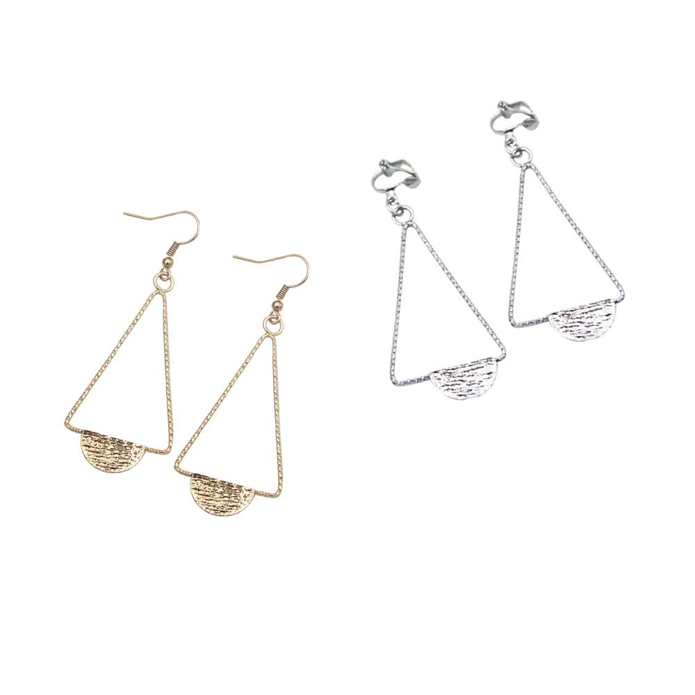 

Veijer High Quality Female 2020 Korea Silver Gold Plated Triangle Geometry Drop Earrings, Gold/silver