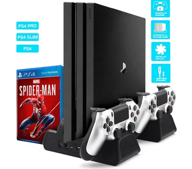 

Multifunction Charger PS4 Slim P5 Cooling Fan Game Storage Dual Controller Charging Dock For Play station 4 PS4 Pro/Slim