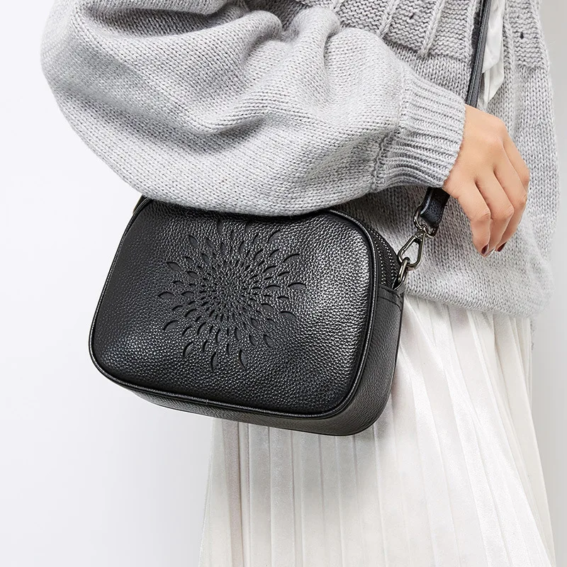 
TS4052 2020 wholesale china product ladies sling bag shoulder small handbag top layer cowhide Hollow Out bags for women 