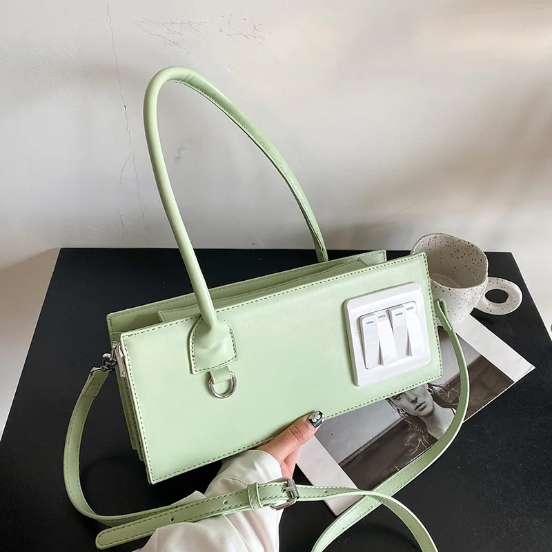 

2022 trendy handbags bolsas feminina bolsos de mujer Pu Leather women's tote Bag handbag Button Switch Funny Socket Purse, 3 colors