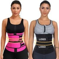 

Lover-Beauty Private Label High Quality Latex Double Belt Zipper Sauna Body Slimming Women Corset Waist Trimmer Trainer Shapers