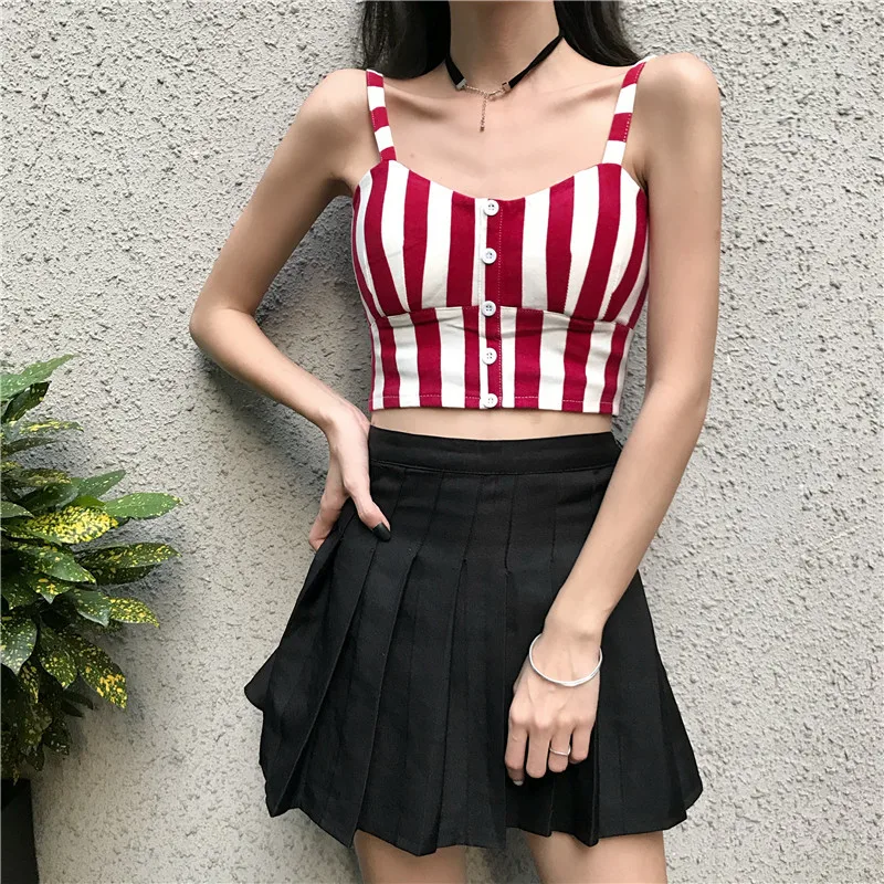 

Newest 2021 Stripe Camisole Crop Top Sexy Tube Women's Spaghetti Strap Tops Streetwear