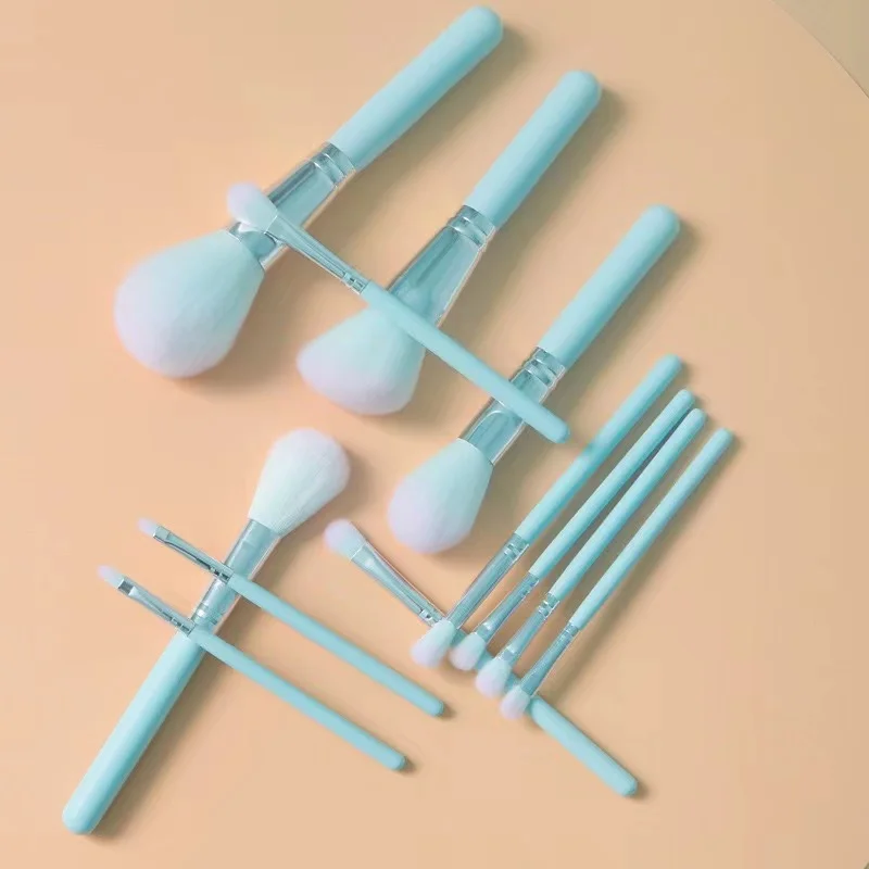 

Professional wholesale nylon hair ladies special makeup tools powder blue gradient makeup brush set