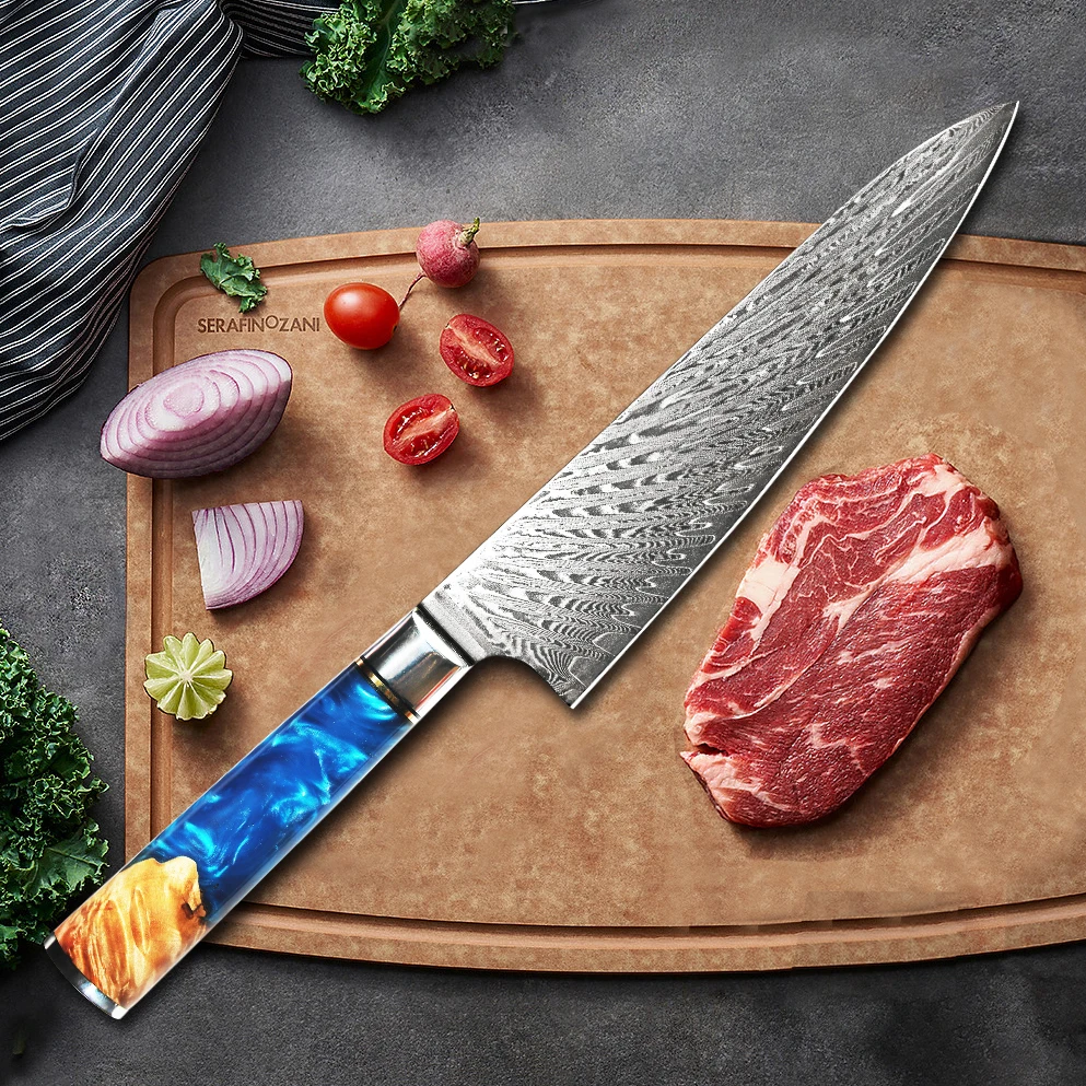 

Fangzuo New Arrival  Professional 67 Layers Damascus Steel Damast Kitchen Knives Damascus Chef Knife