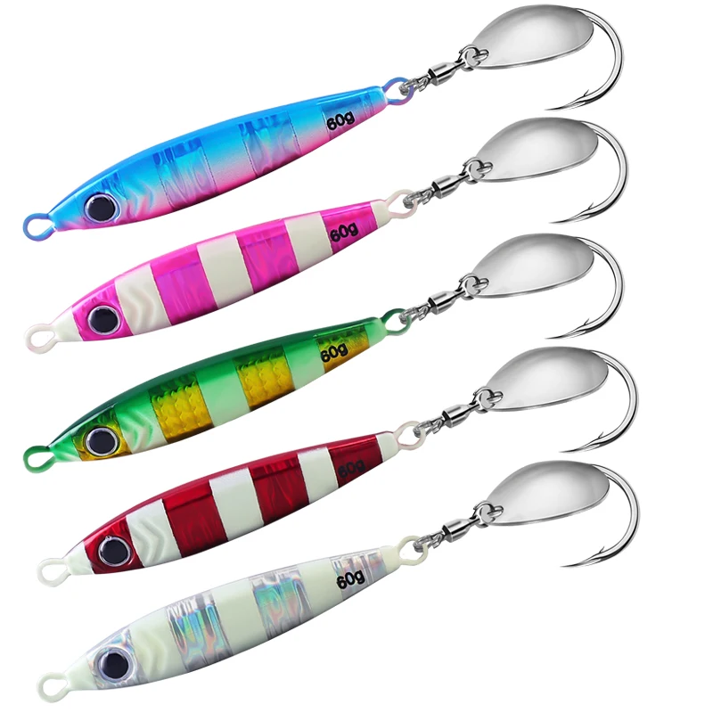 Fishing Metal Jig Lure 20g 30g 40g 60g 80g PVC Bag Set of Baits 15 Grams in Case Fishing Tackle 3 15 3D Lure Eyes with Hook 2pcs Saltwater Fishing Lures Jigs